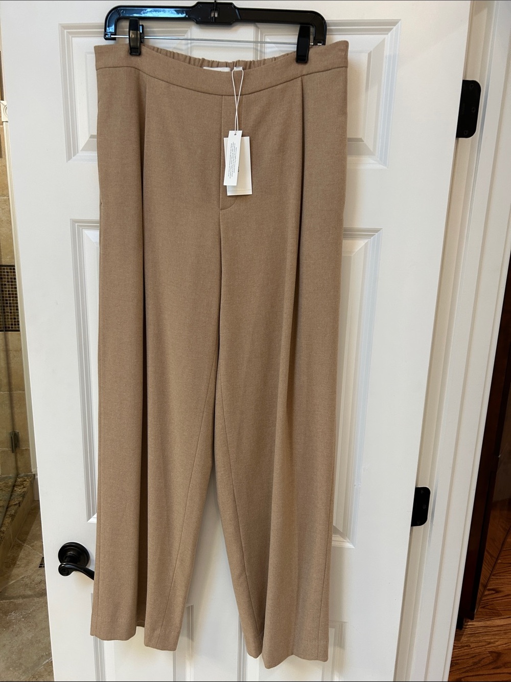 Wide-Leg Women's Wool Pants in Camel
